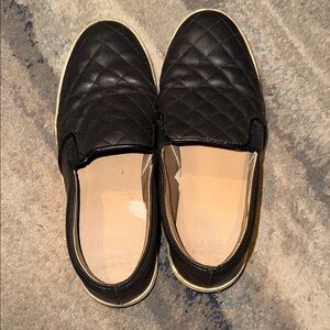 Quilted Black Slip-On Shoes